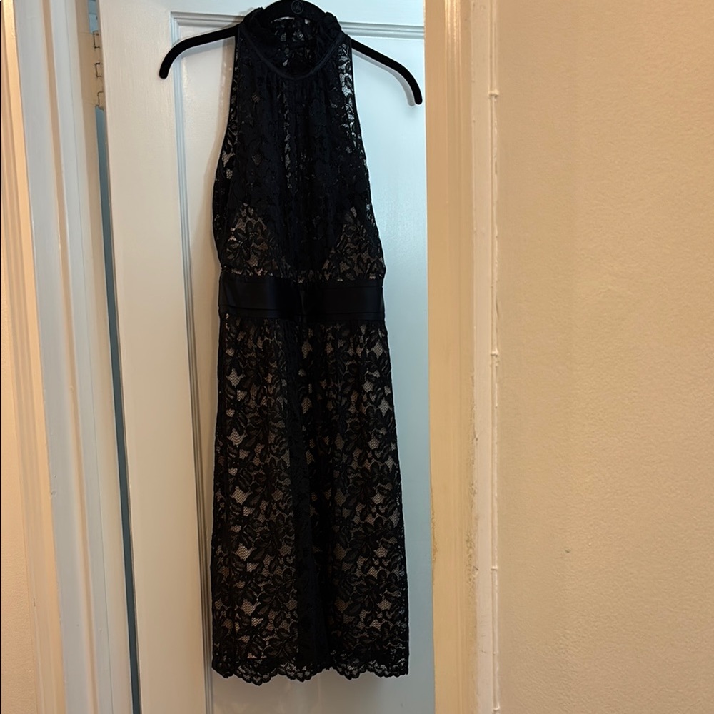 Elegant Black Lace Halter Dress
